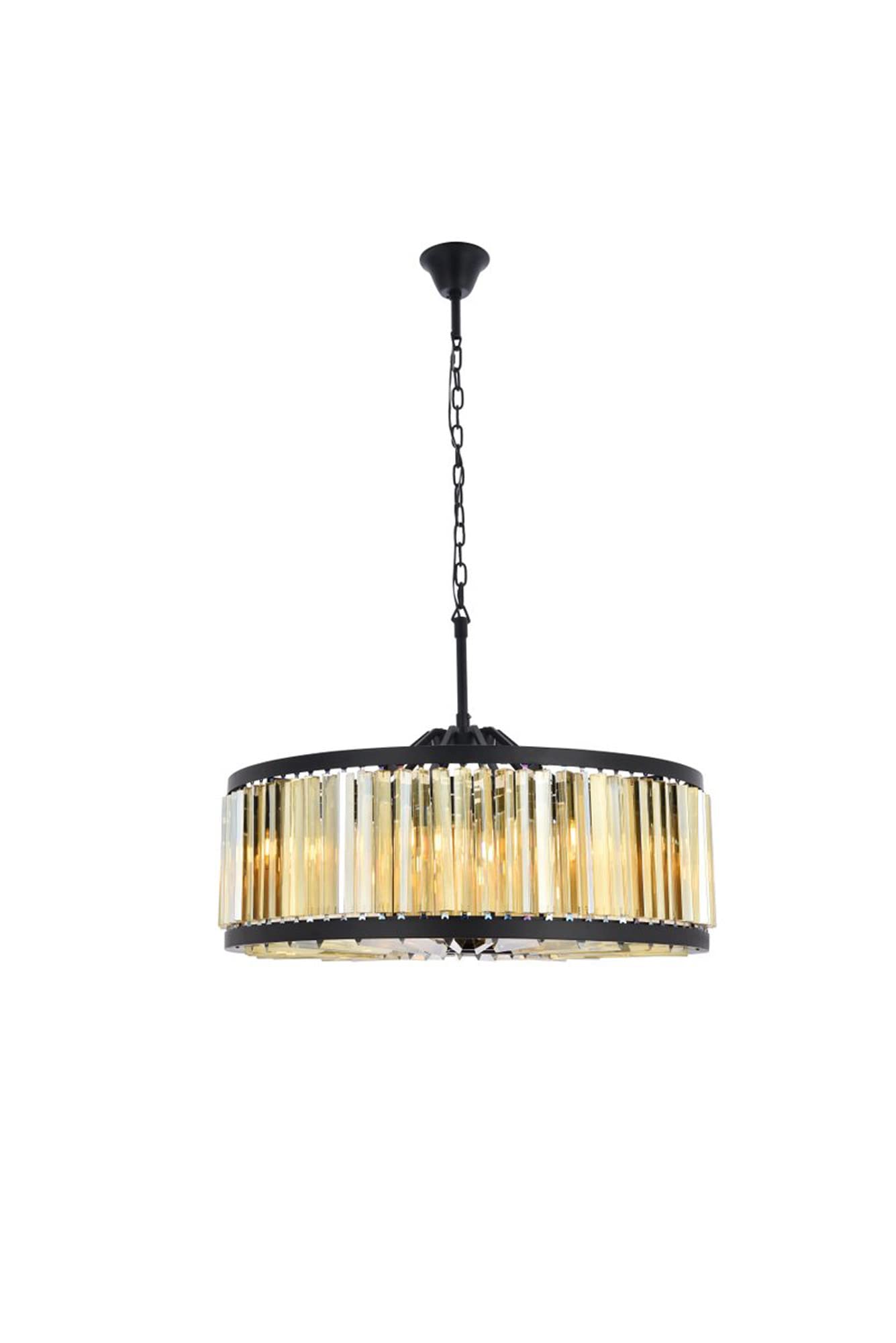Elegant Lighting Chelsea Collection 1203D35MB-GT/RC 10-Light Pendant Lamp with Royal Cut Golden Teak Crystals, Mocha Brown Finish