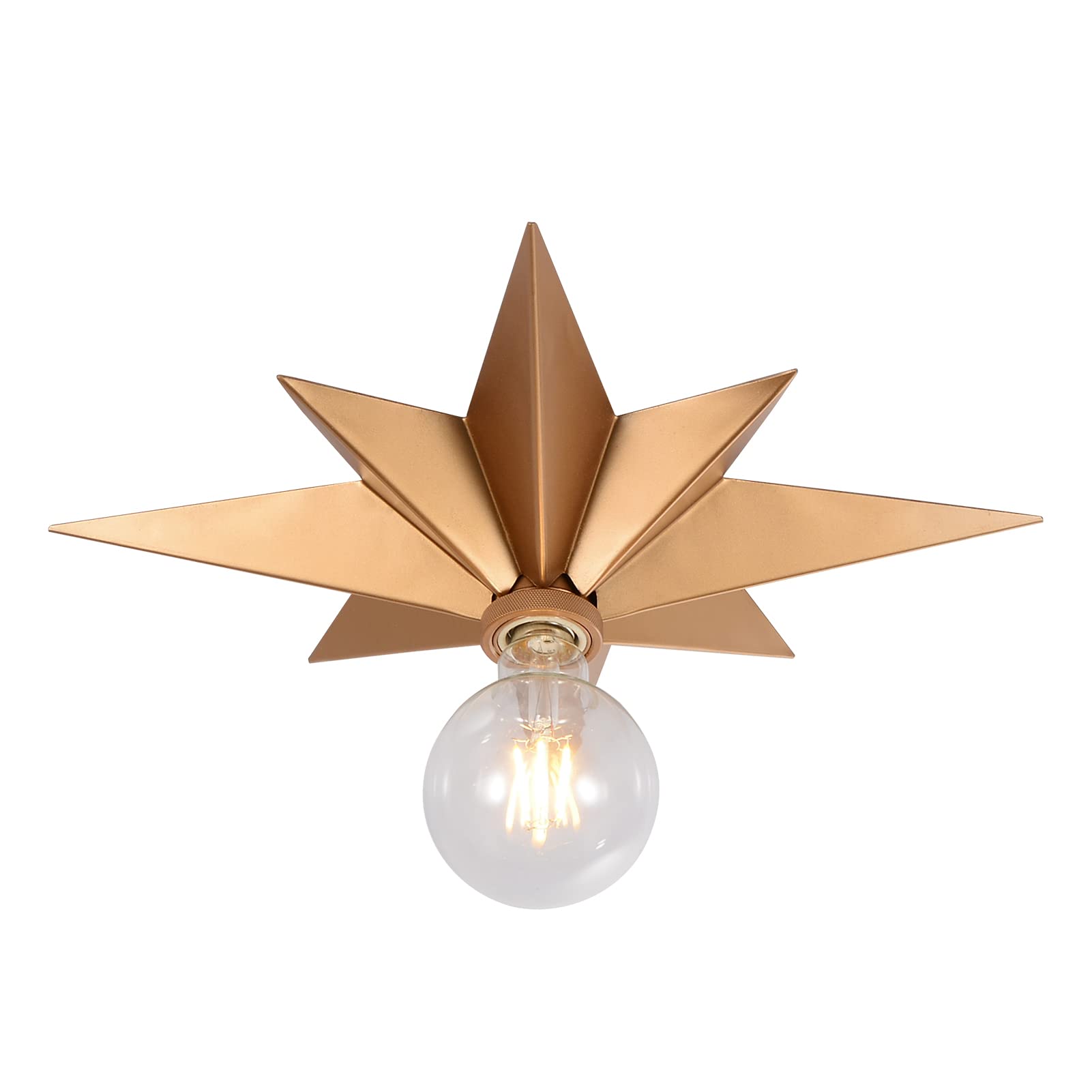 Airposta 16 Inch Flush Mount Ceiling Light, Gold Metal Star Fixture For Hallway, Entryway, Bedroom, Kitchen, Bathroom