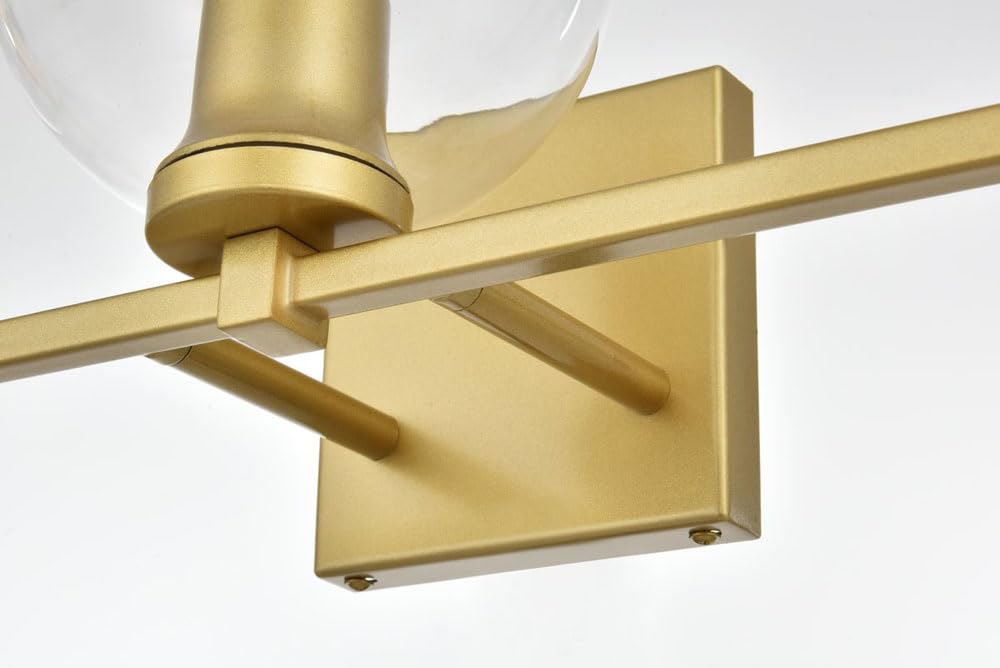 Living District Juelz 3-Light Iron & Glass Bath Sconce In Brass/Clear