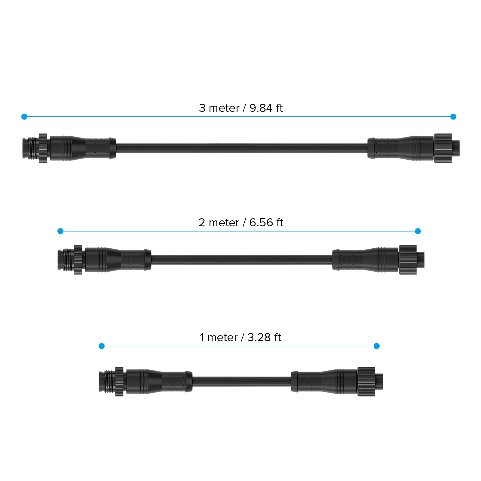 Btf-Lighting 9.84Ft 2 Pin 18Awg Ip68 Extension Cable Wire With Male And Female Connectors For Single Color Fcob Cob 5630 5730 5050 Etc Led Strip 15Mm Metal Nut Small Size Home Lighting Connector