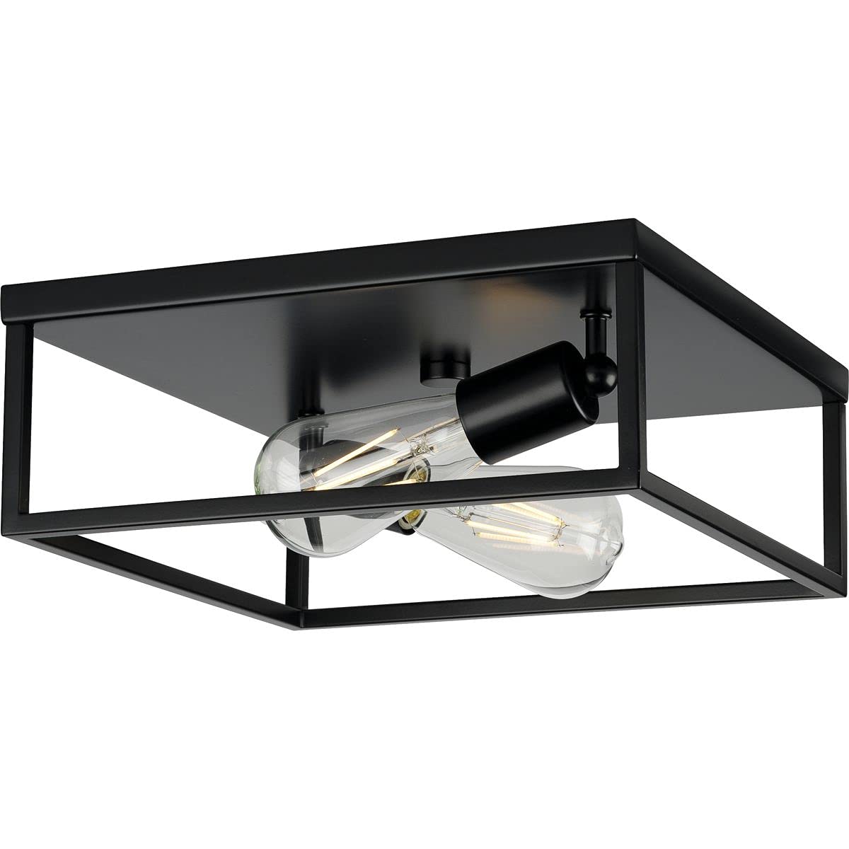 Progress Lighting 2-Light Flush Mount Ceiling Light, Matte Black, Alloy Steel, Model P350200-031, Size 4.50x12.00x12.00