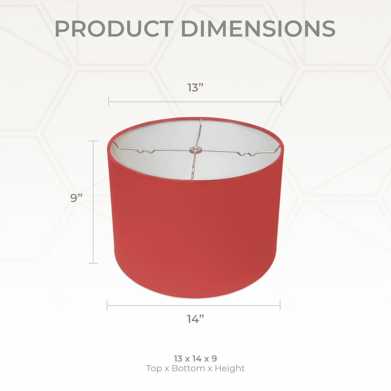 Royal Designs, Inc. Shallow Drum Lamp Shade, Metal, 13 x 14 x 9, Red, Model HB-610-14RED-2, 2 Pack