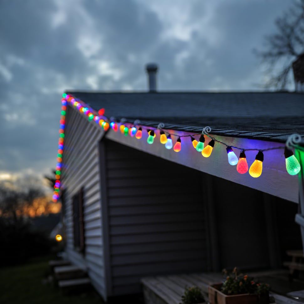 Brimax S14 Led Colored Light Bulbs With Faceted Surface Outdoor Indoor String Light Replacement Bulbs Plastic Shatterproof  E26 Base  For Christmas Halloween Party And Holiday Decor 15 Pack