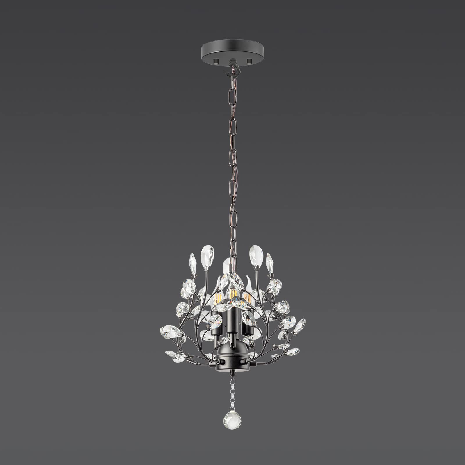 EIFHYT Canopy Kit for Chandelier - Modern Black Metal Fixture Cover, 5 1/8" Ceiling Hook & Cord Holder