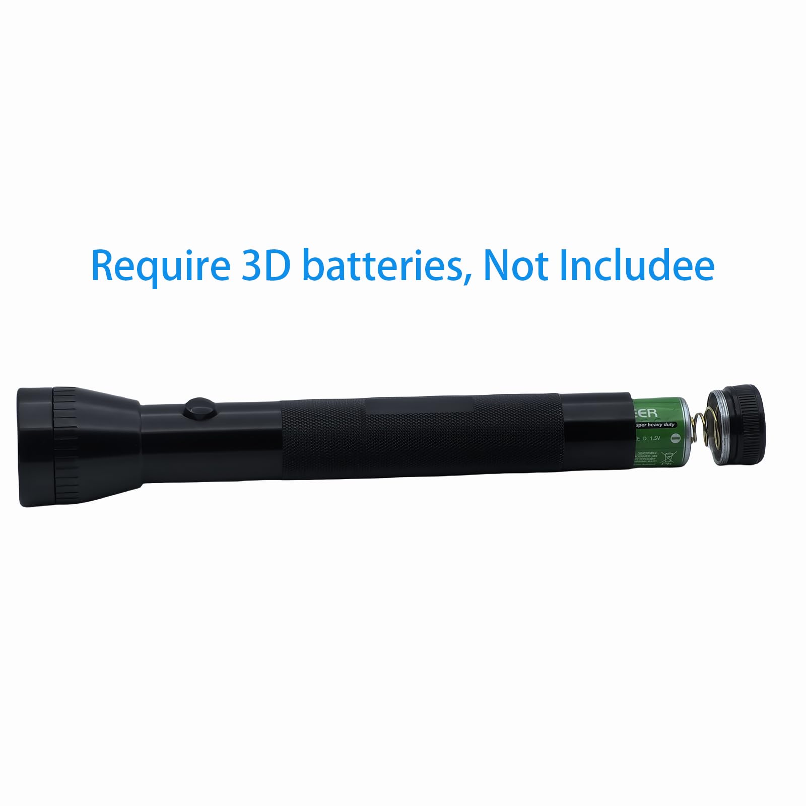 Darlur Heavy Duty Led Flashlight, 3 D Cell Battery, High Lumens, For Home Emergency,Single Mode, Aluminum Body, Black