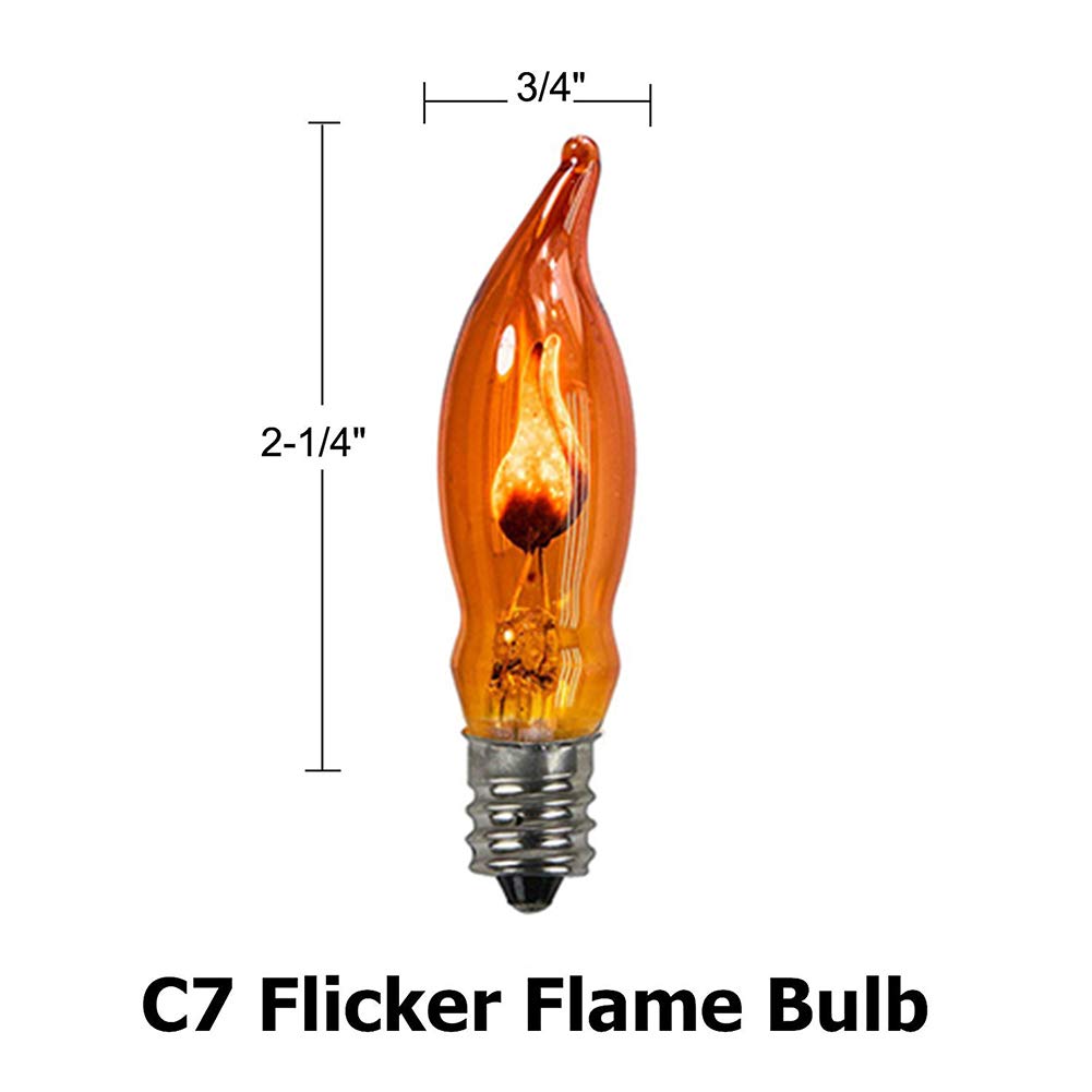 GOOTHY Halloween Flicker Flame Light Bulbs, C18, 1W, E12 Candelabra Base, Orange, 12 Count