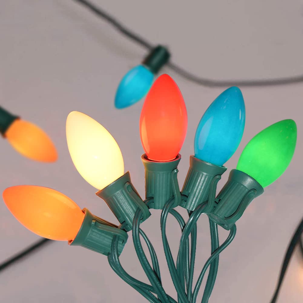 25 Pack C9 Multicolor Christmas Light Bulbs, C9 Multicolor Replacement Bulbs For Outdoor Patio Christmas String Lights, 7W Incan