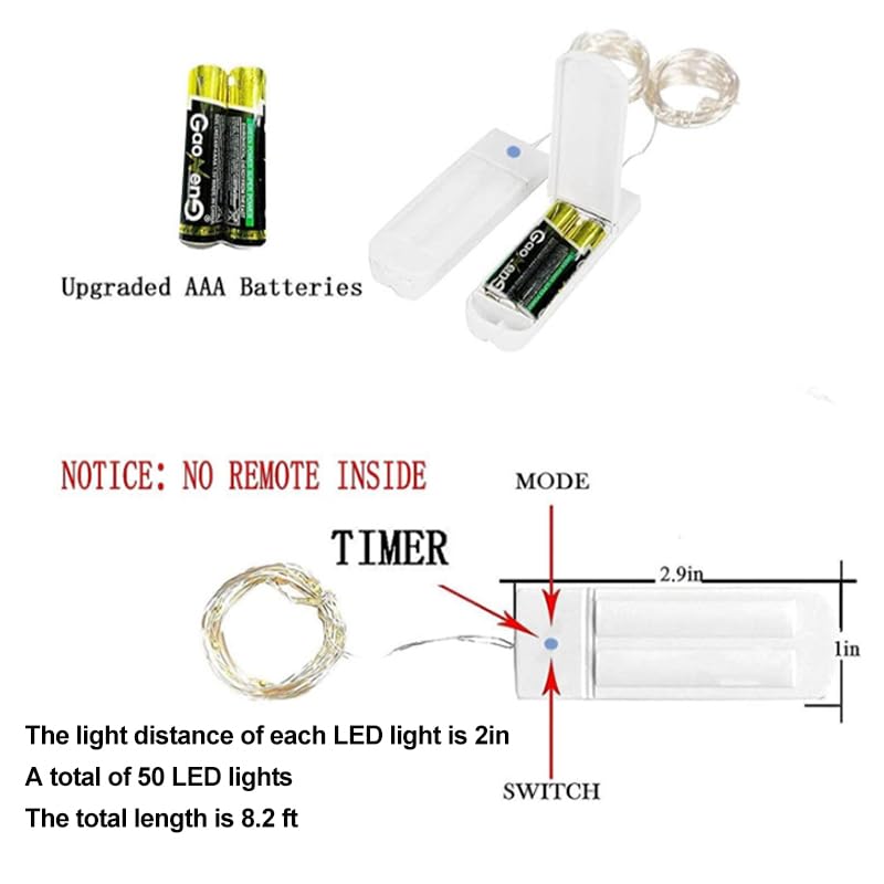 Znycye 50 Led Fairy Lights With Timer 8.2Ft 8 Modes Battery Operated Fairy Lights  4 Pack Mini Led String Lights For Diy Wedding Bedroom Mason Jar Vases Table Party Christmas Decoration (Warm White)