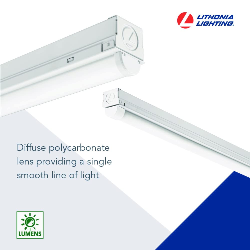 Lithonia Lighting 4Ft Light Fixture, Led Strip Light, 120V, 4000K Cool White Light 4-Foot, 1-Light, White (Mnsl L46 1Ll 120V 40K