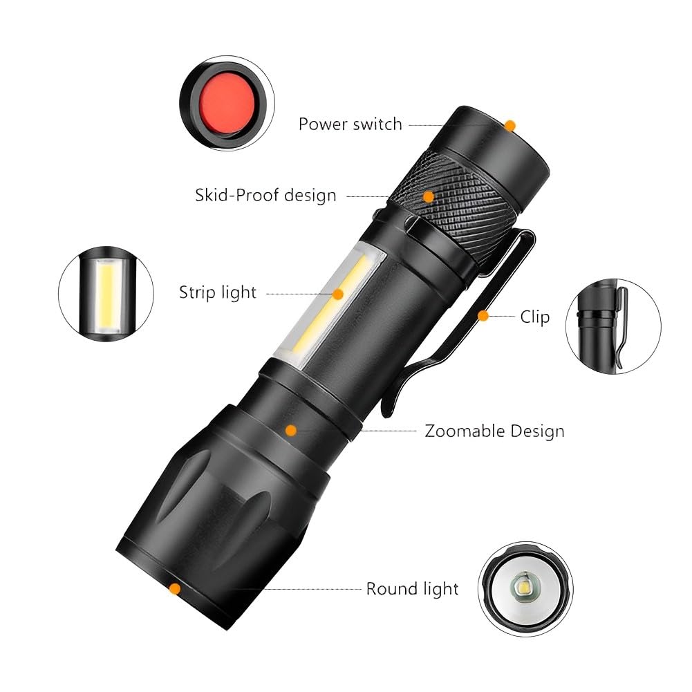 Dxlam LED Mini Flashlight USB Rechargeable Handheld Pocket Flashlights Small High Lumens Pen Light for Camping, Outdoor