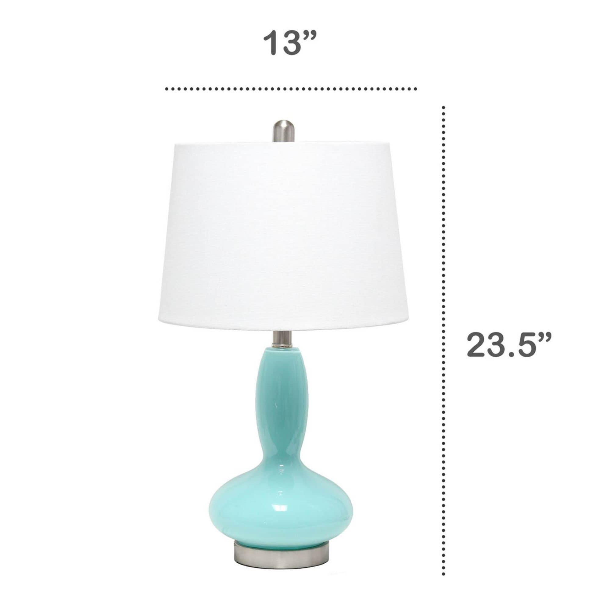 Lalia Home Contemporary Glass Dollop Table Lamp With White Fabric Shade - Seafoam