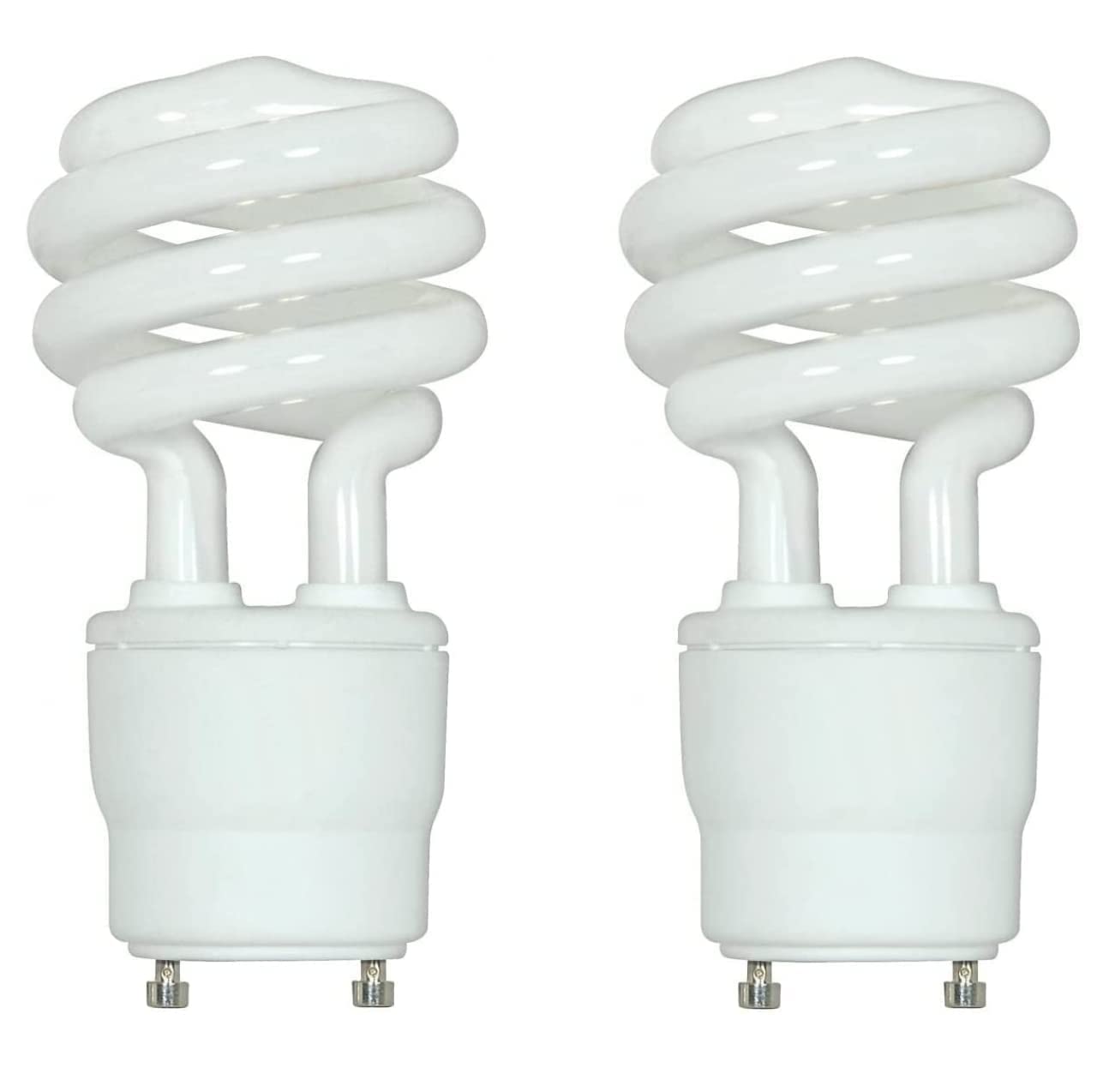 Satco Mini Spiral Compact Fluorescent Lamp 18W 2700K GU24 Base 2-Pack Warm White S8205
