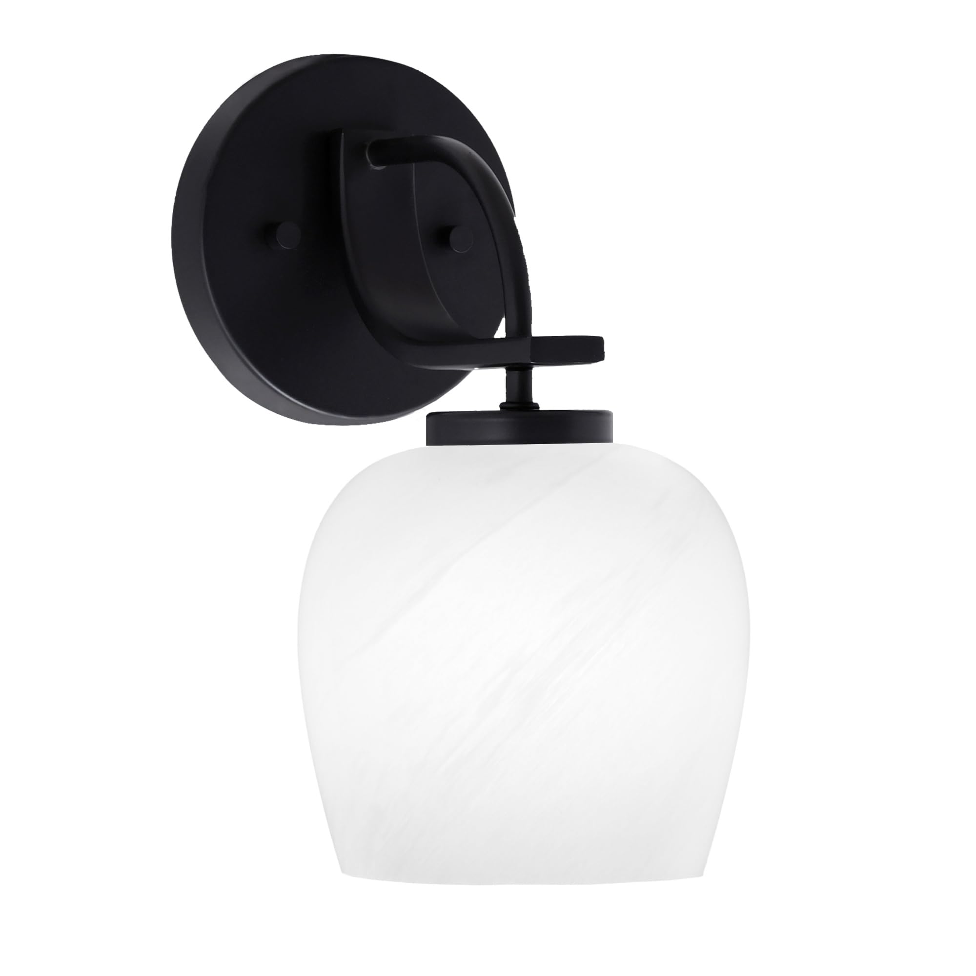 Cavella 1 Light Wall Sconce Shown In Matte Black Finish With 6" White Marble Glass