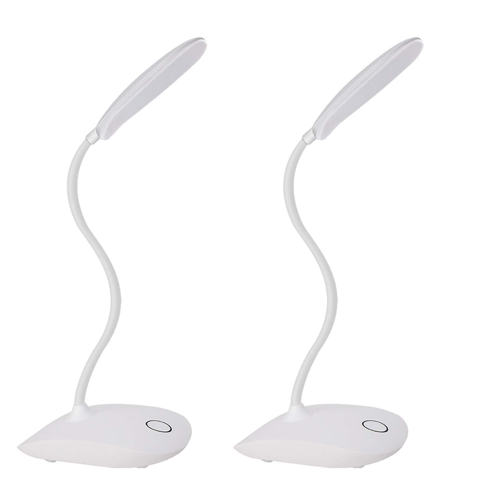 DEEPLITE LED Desk Lamp, 3 Level Brightness, Touch Control, 5W, White, 2 Pack, Model OL-T04