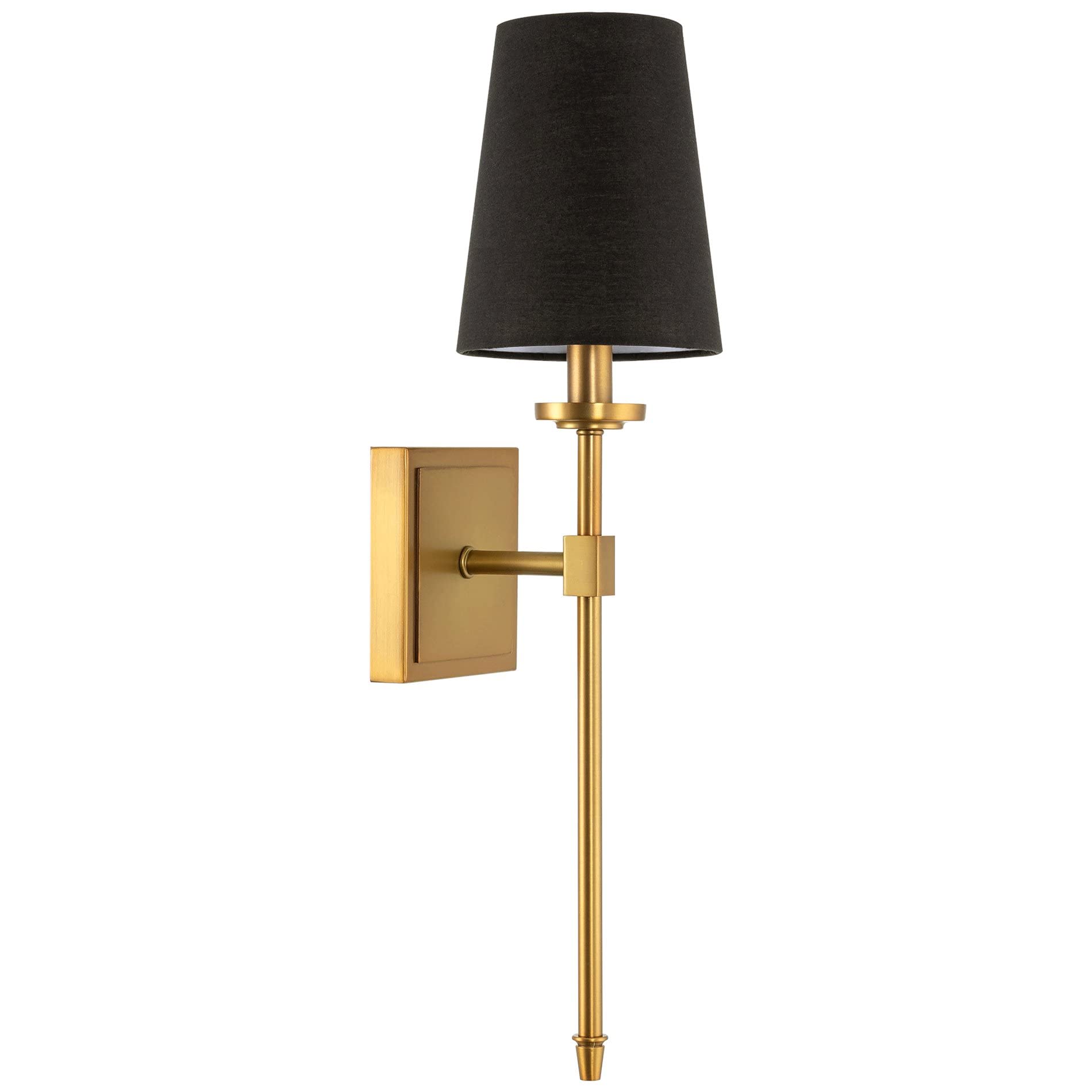 Kira Home Torche 20 Modern Wall Sconce/Wall Light + Black Linen Shade  Warm Brass Finish