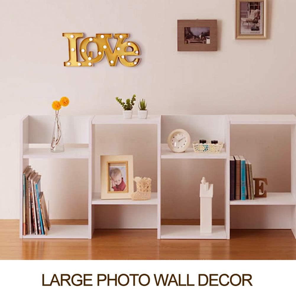 Bright Zeal LED Love Sign Wall Art - 16"x7" Marquee Light for Bedroom, Gold Finish, 18 Bulbs, 6hr Timer, Batteries Included