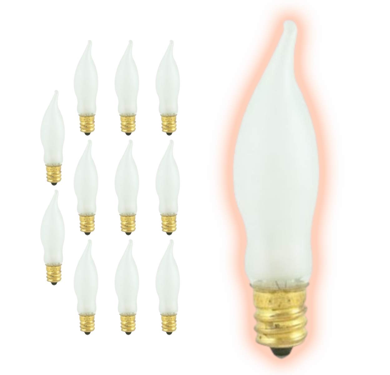 GoodBulb 7W Dimmable Flame Tip Candelabra Bulbs, Frosted Finish, E12 Base, 2700K Soft White, 12 Pack