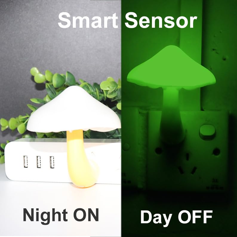 Ausaye 5 Pack Sensor Led Night Lights Plug In Lamp Mushroom Light For Adults Kids Nightlight Bedroom,Bathroom,Toilet,Hallway,Sta