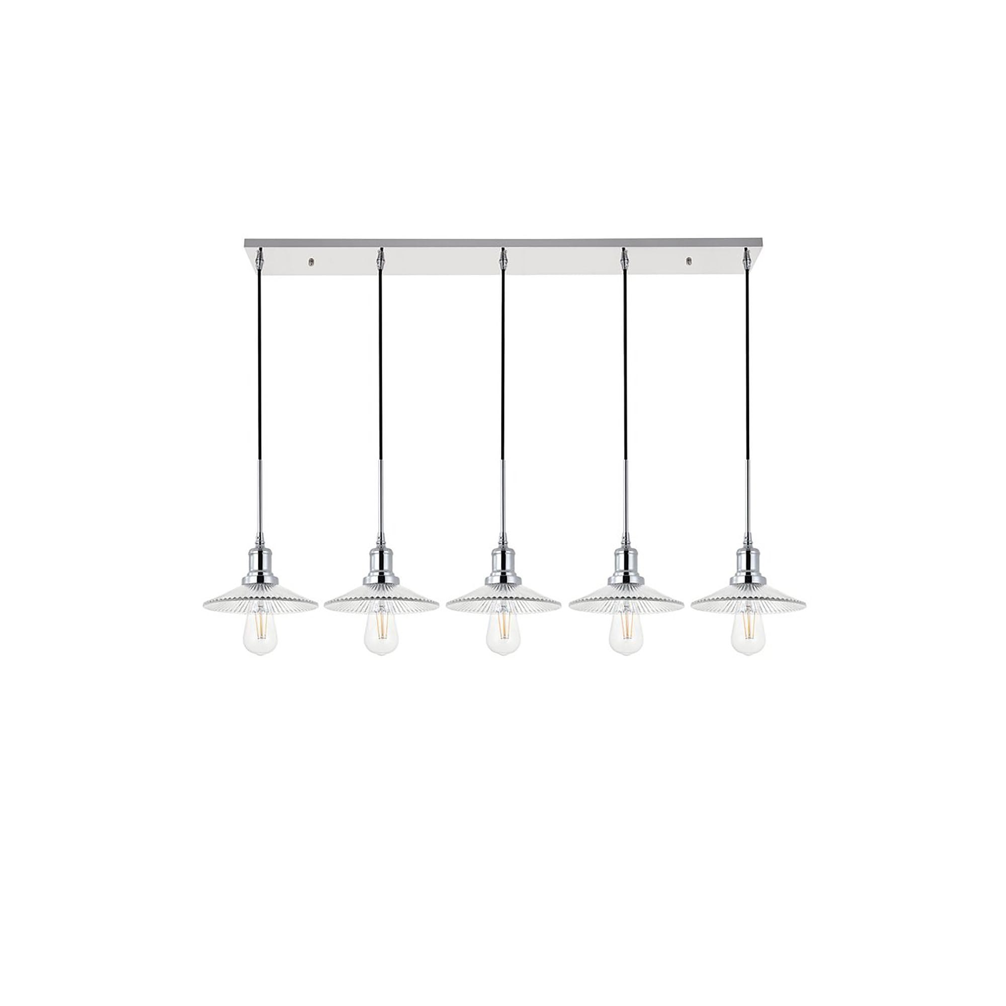 Living District Chrome 5-Light Pendant Ceiling Fixture - Modern Decorative Lighting