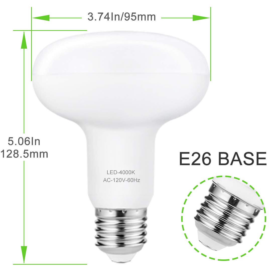 12W Br30 Led Bulbs, 1200 Lumens Led Flood Light Bulbs, 12W (100-Watt Equivalent), 4000K Neutral White, E26 Base Recessed Can Lig