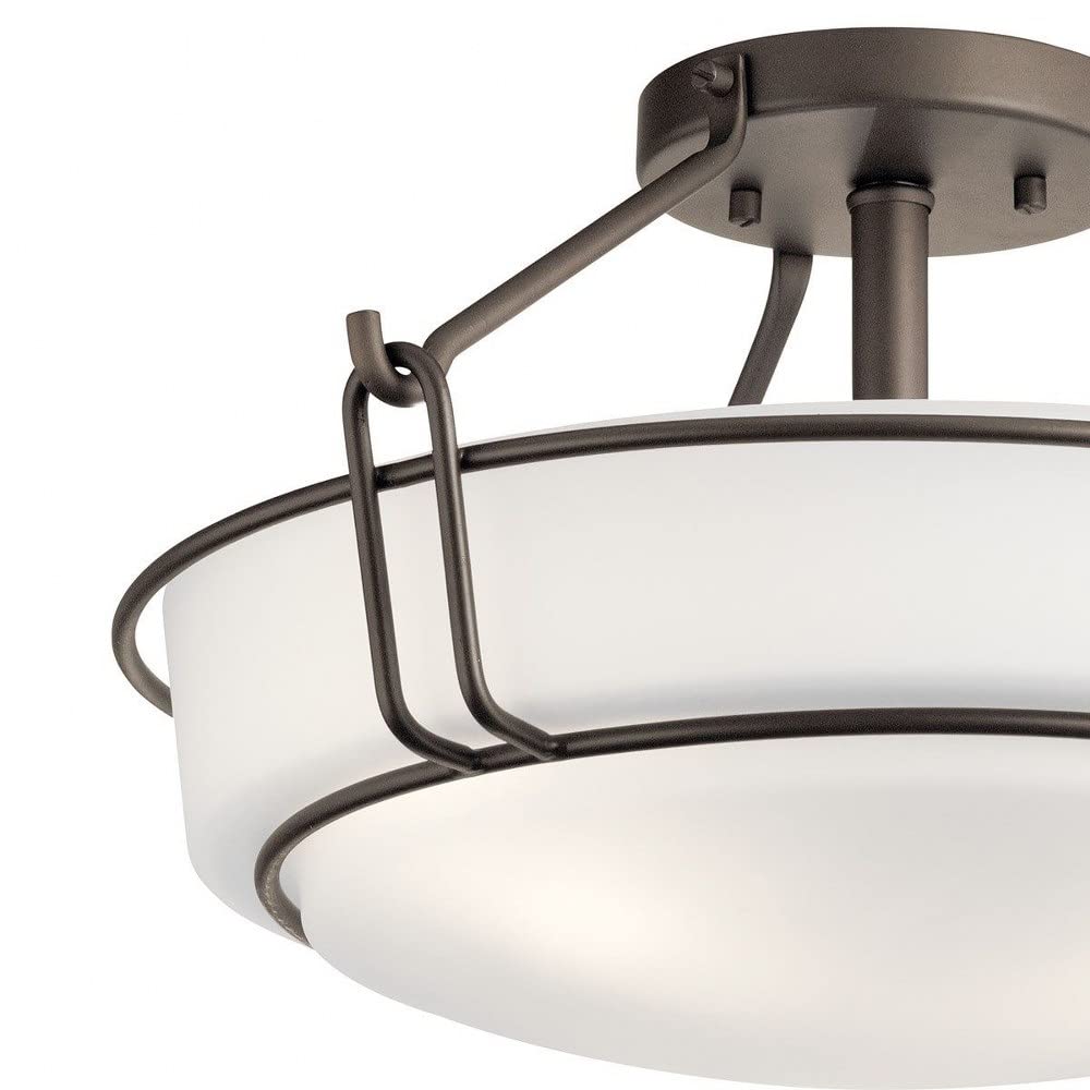 Kichler Lighting Alkire 16.5'' 3 Light Semi Flush With Satin Etched White Glass In Brushed Nickel