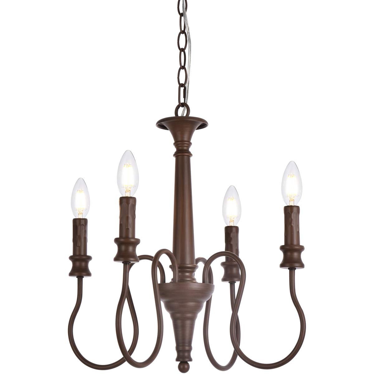 Living District Flynx 4-Light Mid-Century Metal Pendant in Weathered Oak