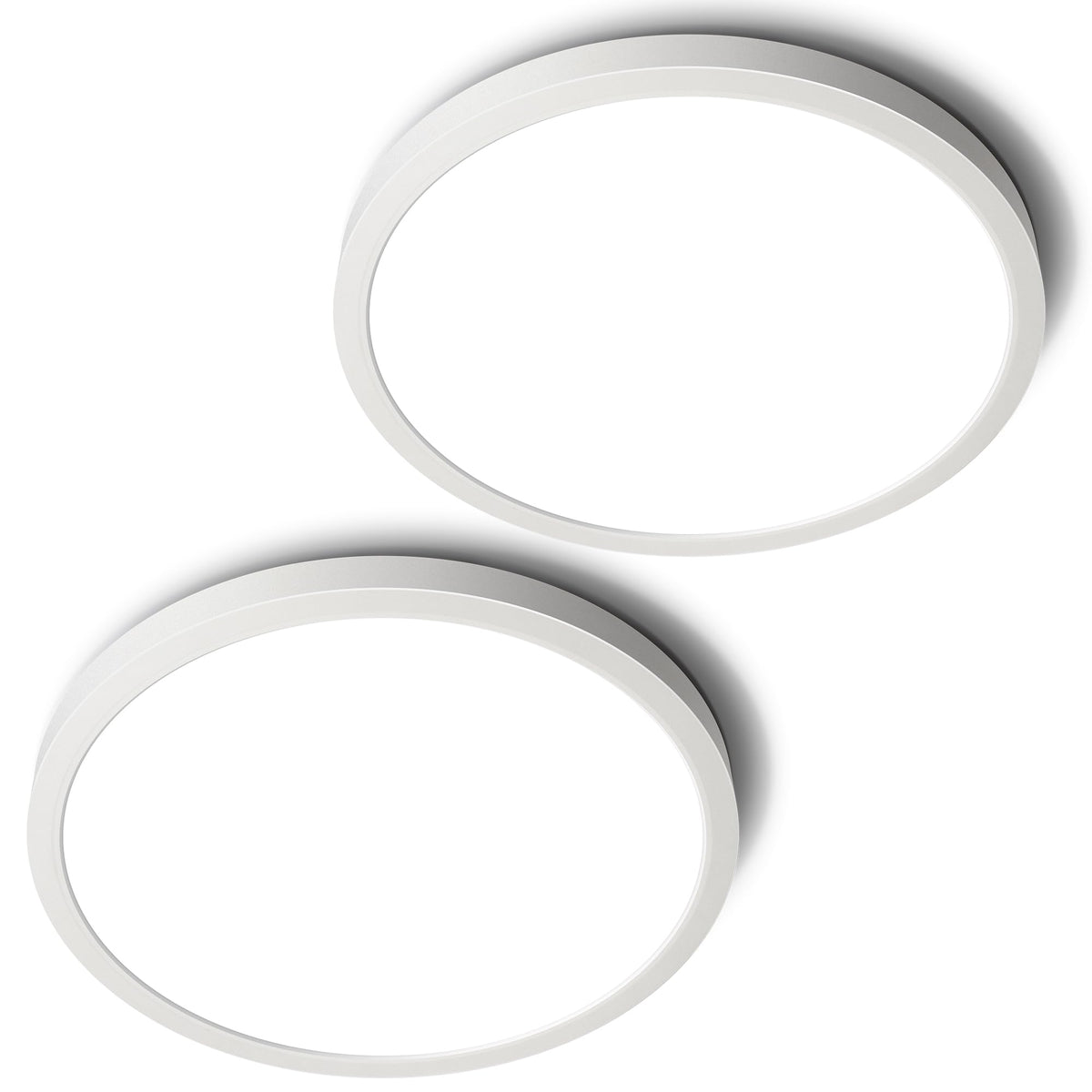 SunRider 2-Pack LED Flush Mount Ceiling Light Fixture, 5000K Daylight White, 2400LM, 12 Inch 24W 240W Equiv. Round Flat Ceiling 