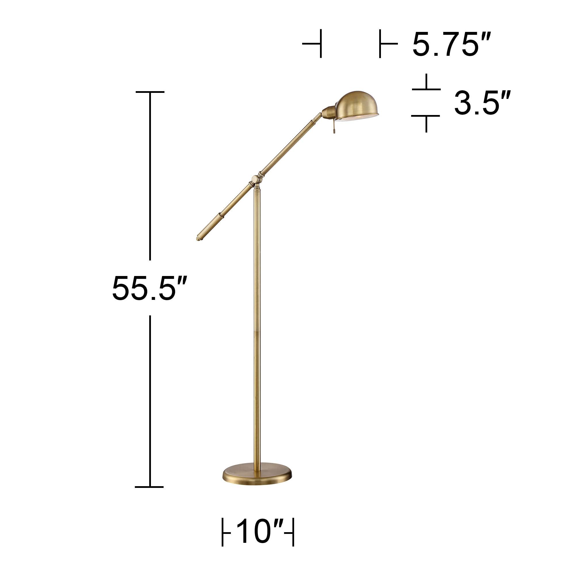 360 Lighting Dawson Traditional Task Pharmacy Light Floor Lamp Standing 55'' Tall Antique Brass Metal Adjustable Balance Boom Ar
