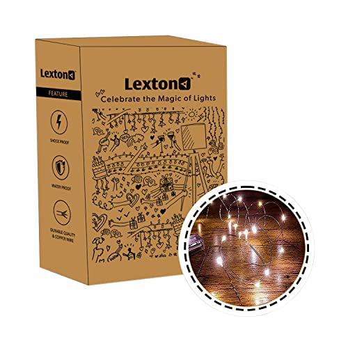 Lexton 3 Meter Copper String Light | Battery Powered | 3 m | Warm White | for Indoor & Outdoor Decorations, Diwali, Christmas, W