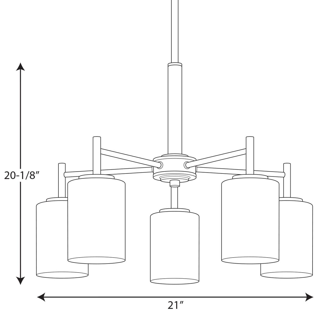 Progress Lighting P4319-31 Transitional Five Light Chandelier From Replay Collection In Black Finish