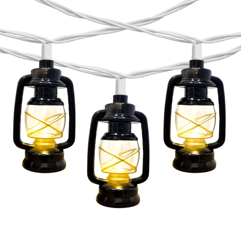 BRYBETYV 8.5Ft Black Mini Kerosene String Lights, Vintage Fairy Decorative Lights with 10 Warm White LED Lights, Connectable Out