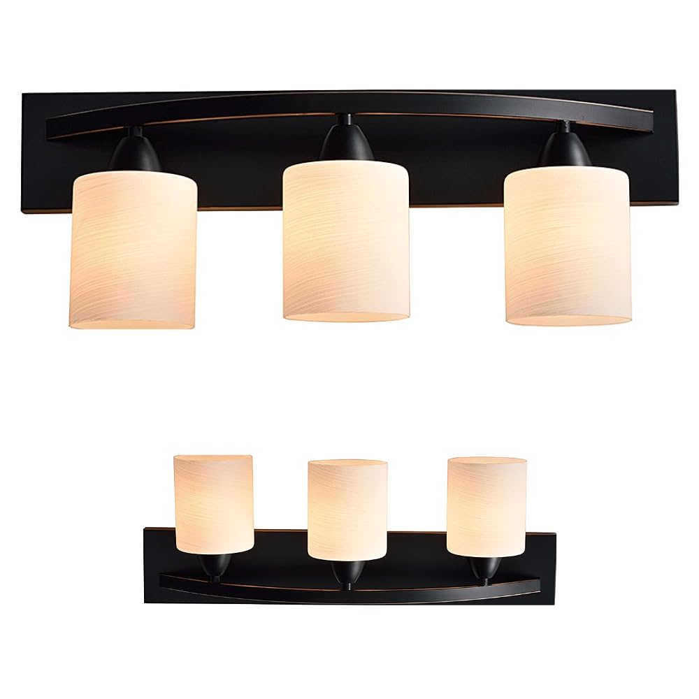 The Door Bull Bathroom Vanity Light Fixture - Bathroom Lighting Fixtures Over Mirror - Bath Vanity Light Bar - Contemporary Interior Lights With Frosted Glass Shade (Oil Rubbed Bronze, 3-Lights)