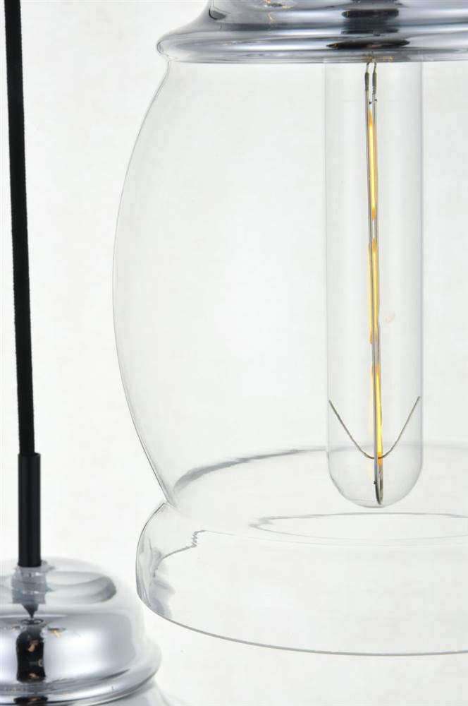 Elegant Lighting Kenna Chrome Pendant Light, 3 Lights With Clear Glass Shade