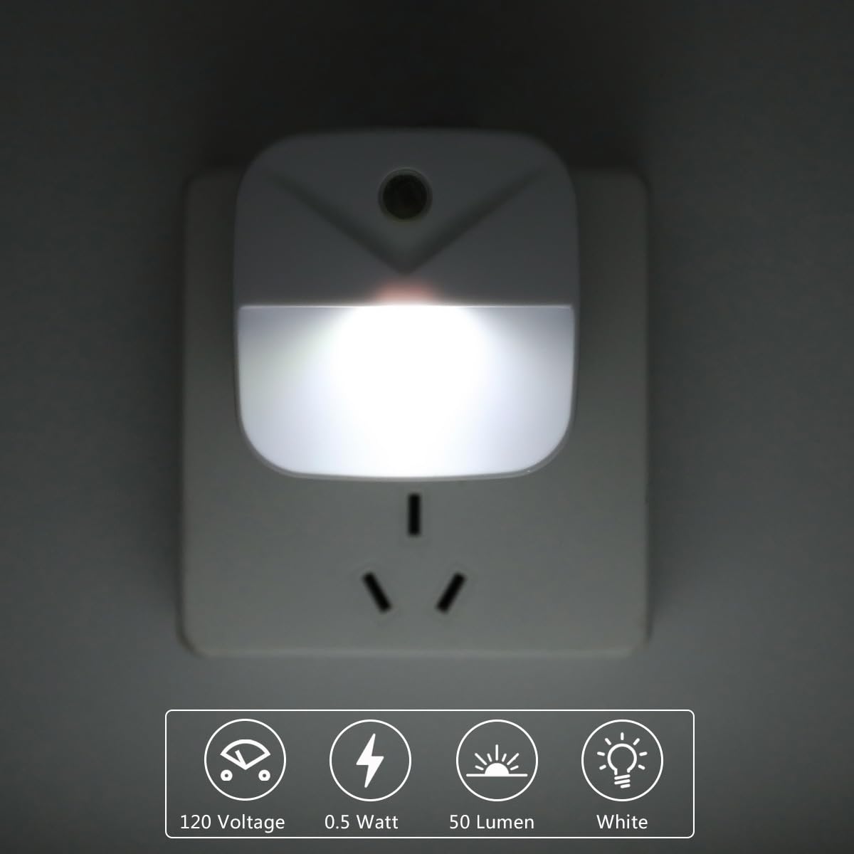 Kinur 6 Pack Led Night Light Plug Into Wall, Daylight White Color Dusk To Dawn Sensor Automatic On And Off For Kids, Nursery, Be