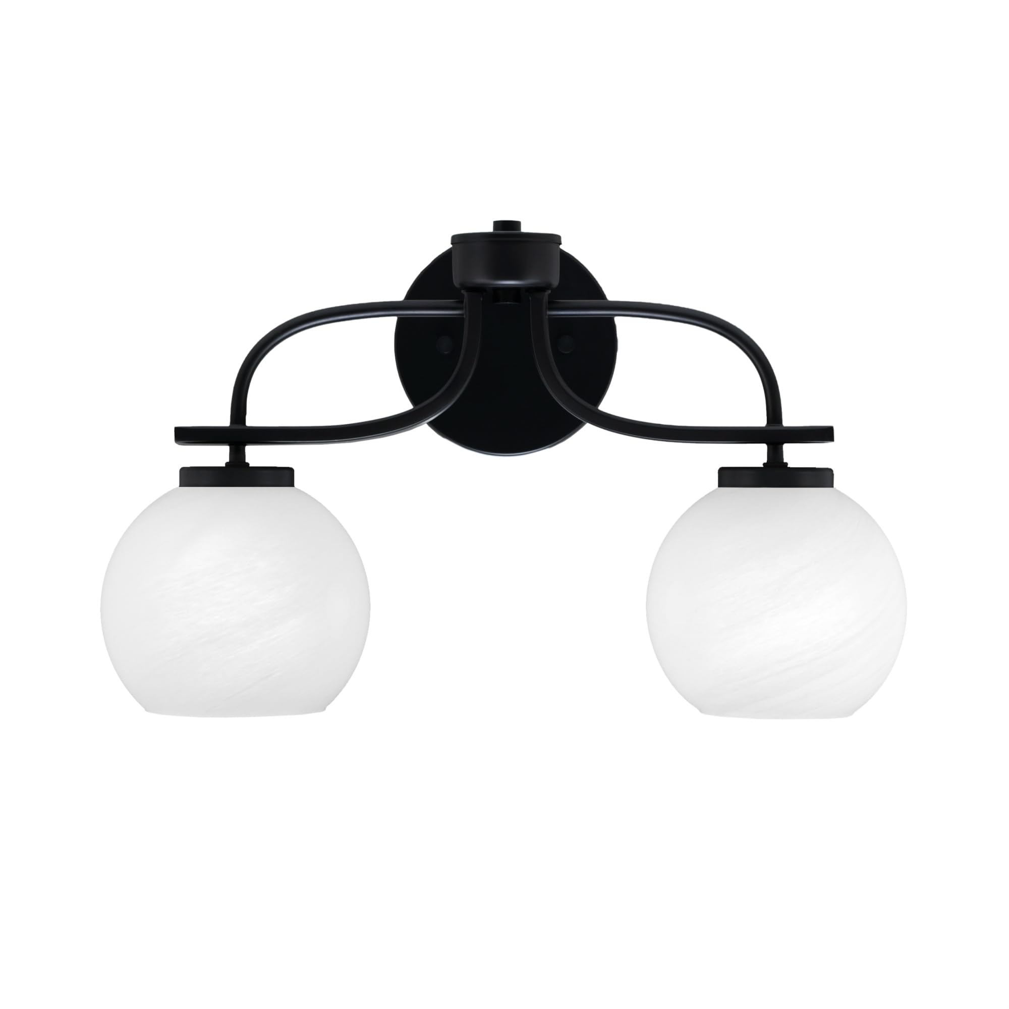 Cavella 2 Light Bath Bar In Matte Black Finish With 5.75" White Marble Glass