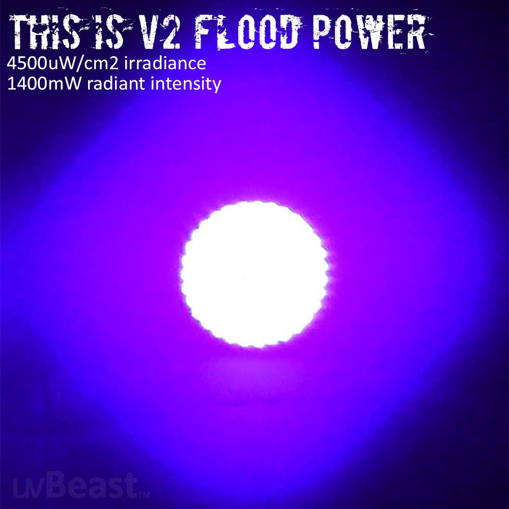 uvBeast V2 Black Light UV Flashlight - 385-395nm, Aluminum, Anthracite Grey, High Definition Flood Effect, Ideal for Commercial/Domestic Use