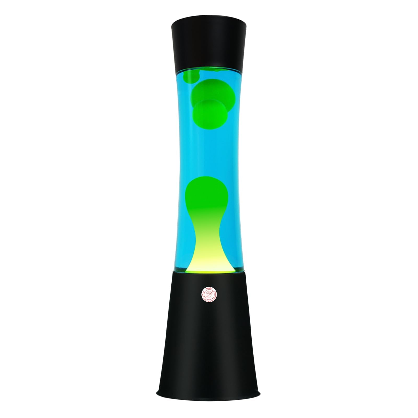 Vanful Liquid Motion Lamp - Glitter with Yellow Wax in Blue Water, 16in Aluminum, Black Base - Night Light for Home & Office Decor