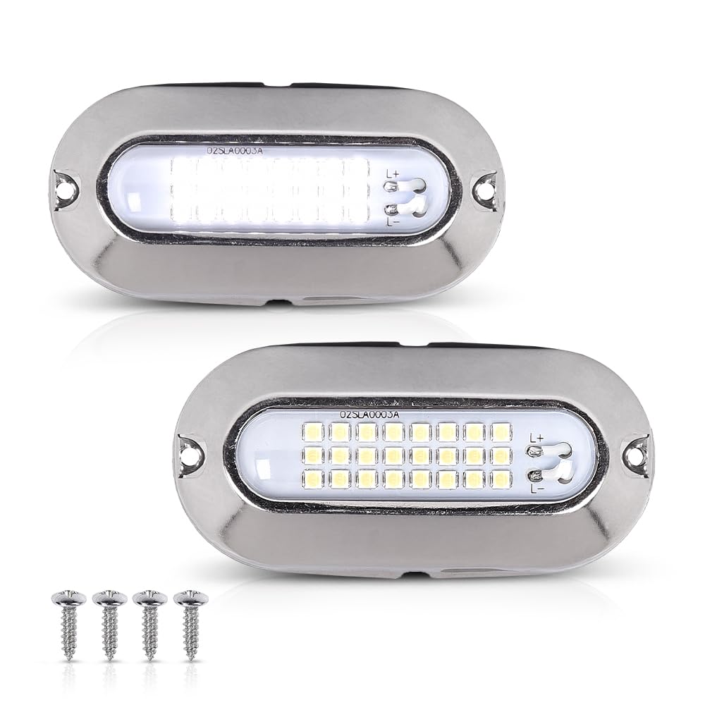 ALLGOOD LED Pontoon Boat Docking Light Bright White Housing Marine Boat White Lighting Waterproof Interior Lights 12V 2 Pcs
