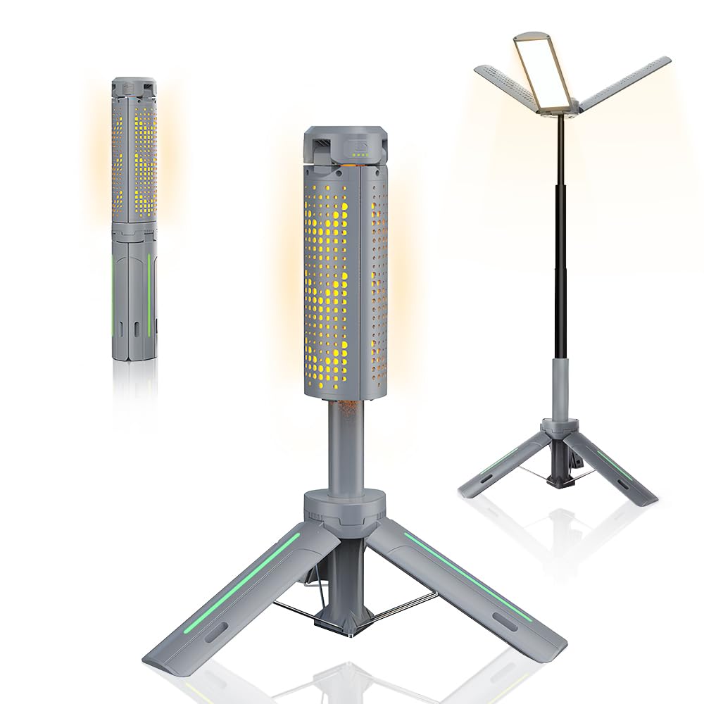 Rechargeable 8000mAh Camping and Work Light with Adjustable Stand 3.4 ft, 3000 Lumen Cordless Work Light Featuring 3 Adjustable 
