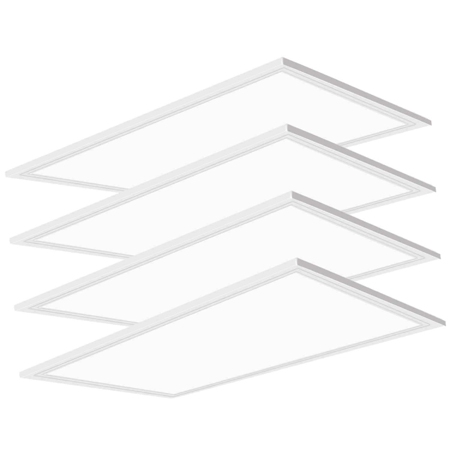 2x4 LED Flat Panel Light,4 Pack,7800LM,5000K Flat Panel LED Drop Ceiling Light,0-10V Dimmable,110-277V,ETL Listed,Recessed Edge-