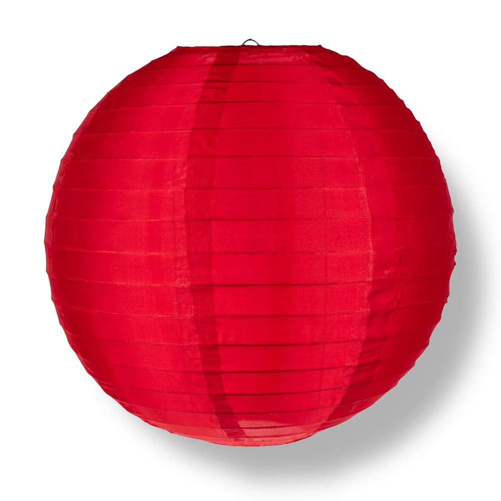 Quasimoon Paperlanternstore.Com 4 Inch Red Round Nylon Lanterns, Even Ribbing, Hanging (10-Pack) Decoration