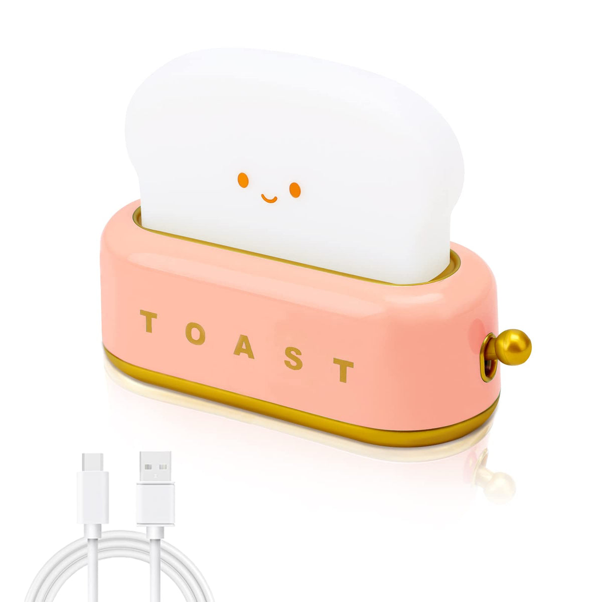 Decor Toaster Night Light Lamp Rechargeable Small Lamps With Smile Face Cute Toast Bread Shape Decor Night Lights For Kids Baby