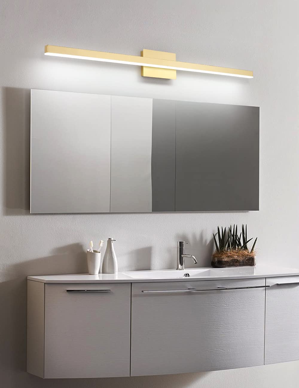 Joossnwell Gold Vanity Lights Bar 47.2in Modern LED Bathroom Fixture 30W 6000K