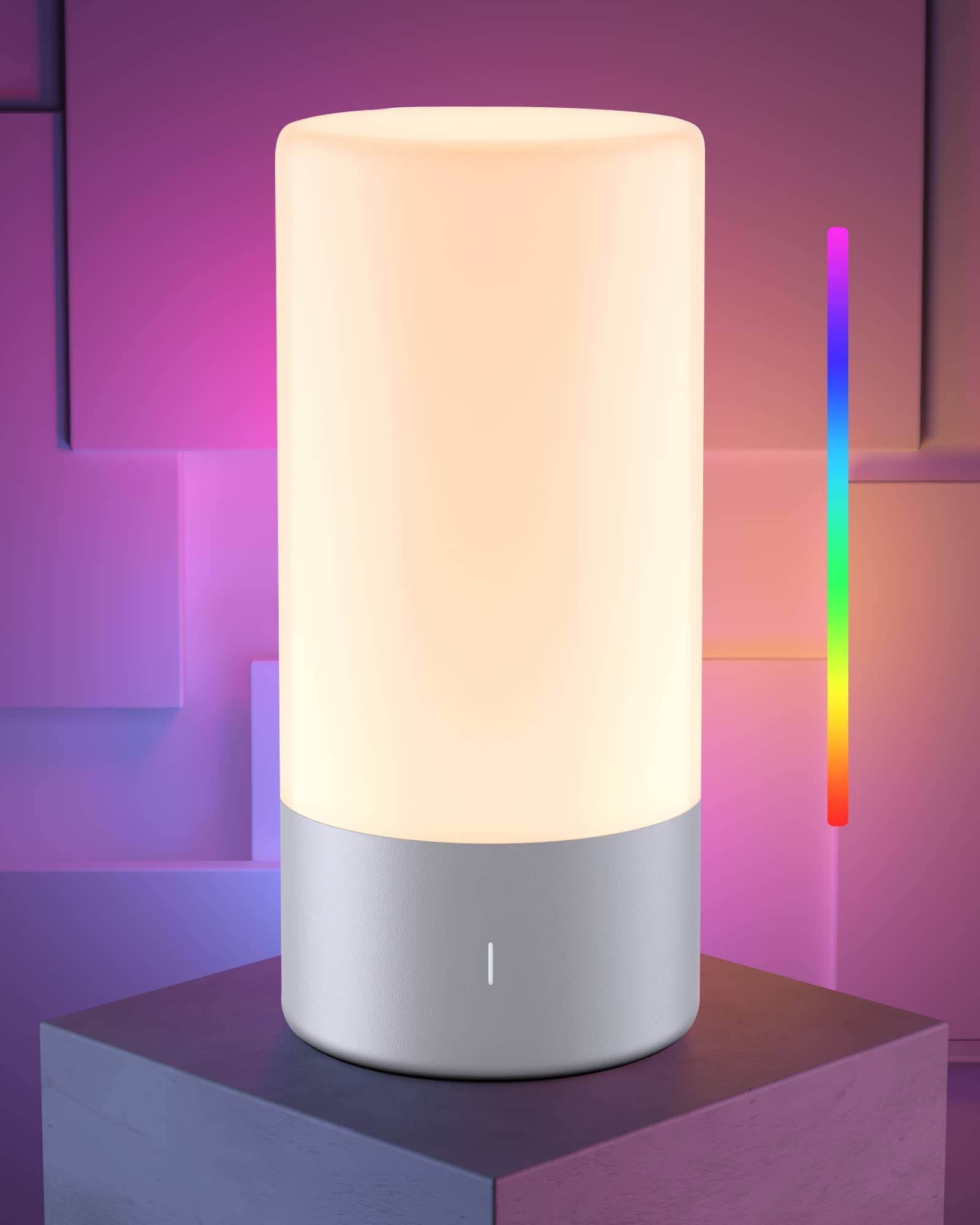 ROOTRO Table Lamp, Modern Touch Control LED Nightstand Lamp, 3-Level Dimmable, Gray, Model T6, Aluminum & PC Material
