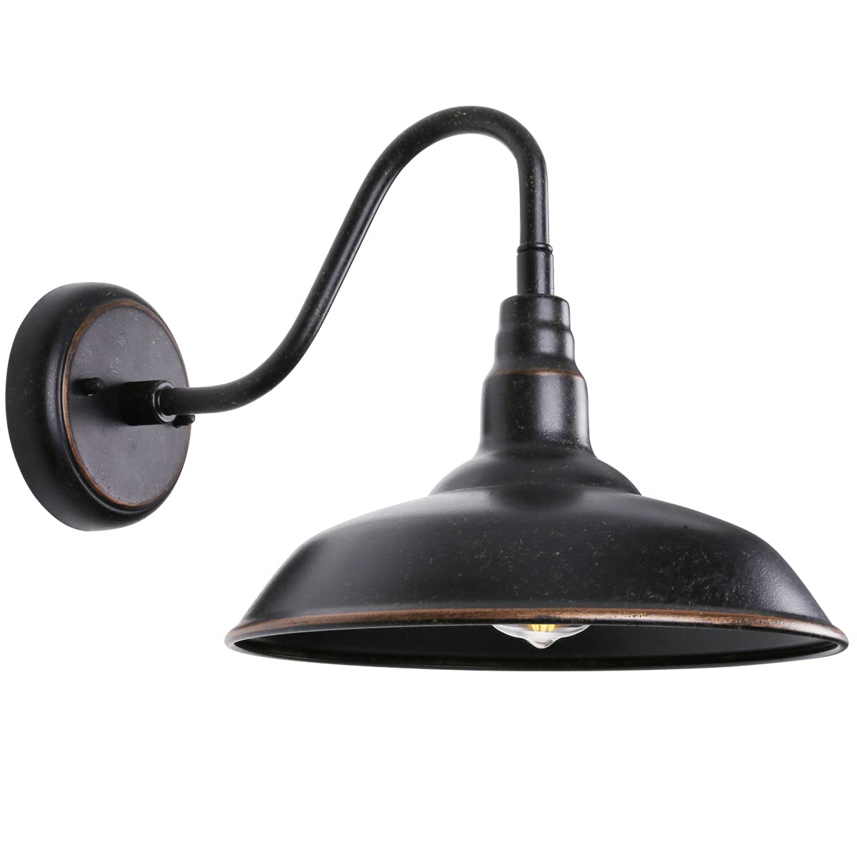 GOALPLUS Gooseneck Outdoor Light Fixture, 10in Dome, Bronze Metal Wall Sconce, Model LM2201-ORB for Porch, Patio, Garage