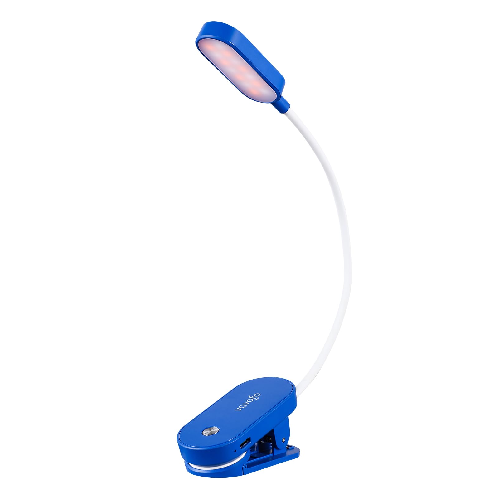 VAVOFO Rechargeable Book Light, 14 LEDs Eye Care Clip On, 9 Colors, 9 Brightness Levels, Blue, Model KM-6775
