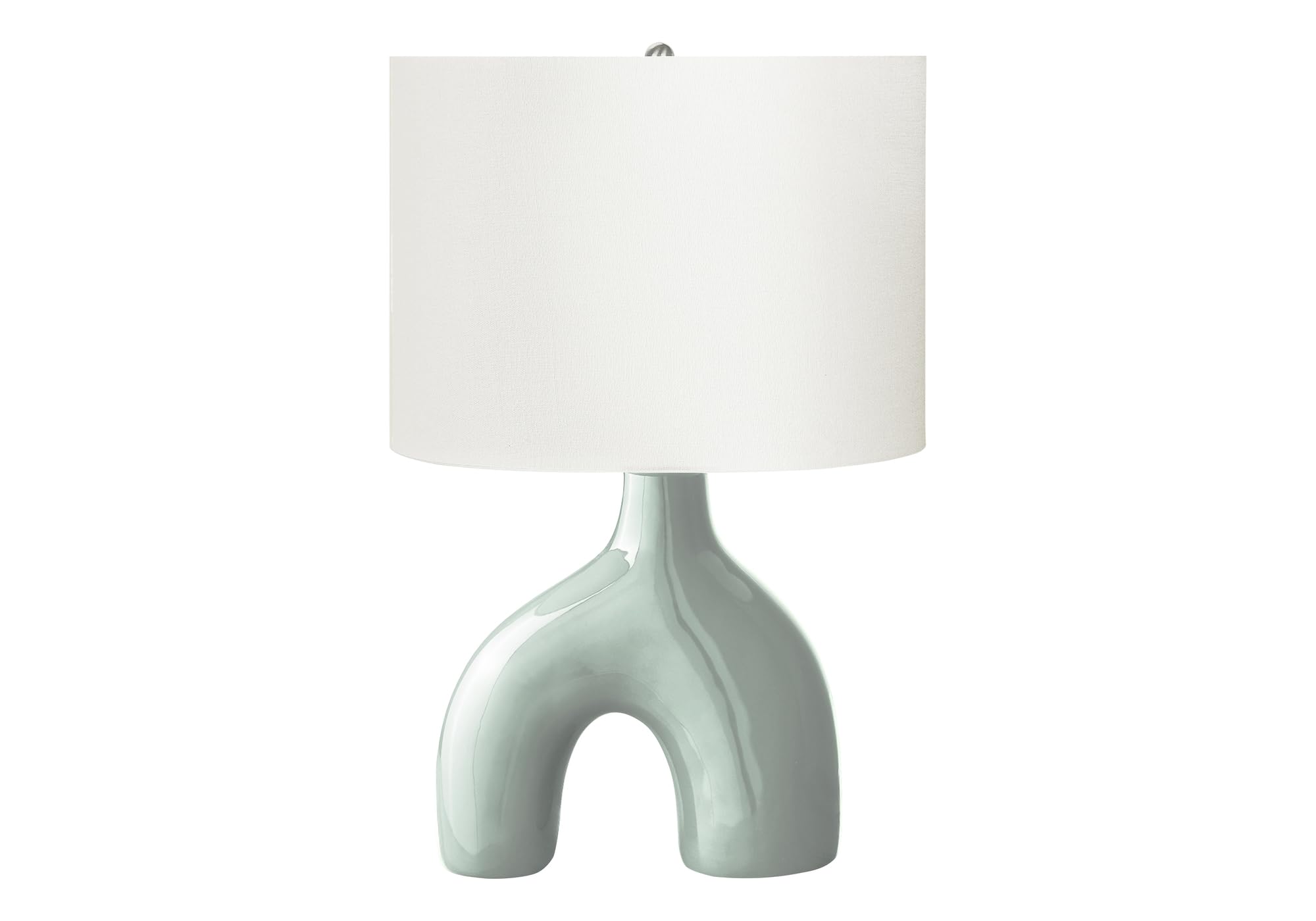 Monarch Specialties Table Lamp, 25in H, Green Ceramic, Ivory Shade, Model I 9664