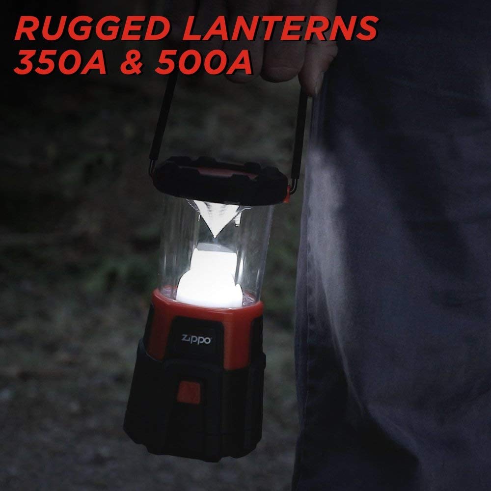 Zippo Rugged Lantern 350A - 350 Lumens, Black/Red, One Size, Durable Plastic Construction