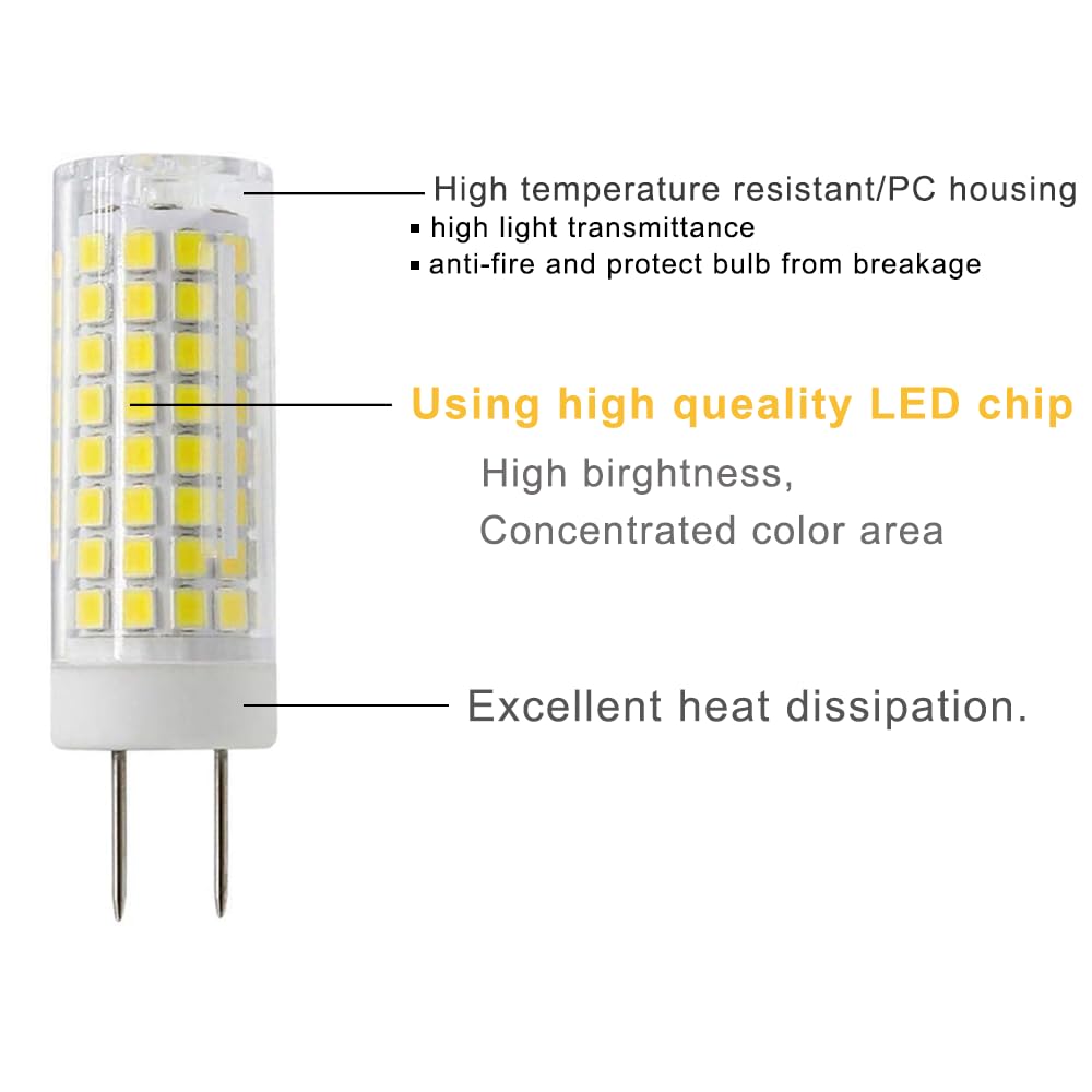 SYXKJ G8 LED Bulb, 7W Dimmable Replacement, 720lm, Bi-pin Base, Ceramic, White, 4 Pack