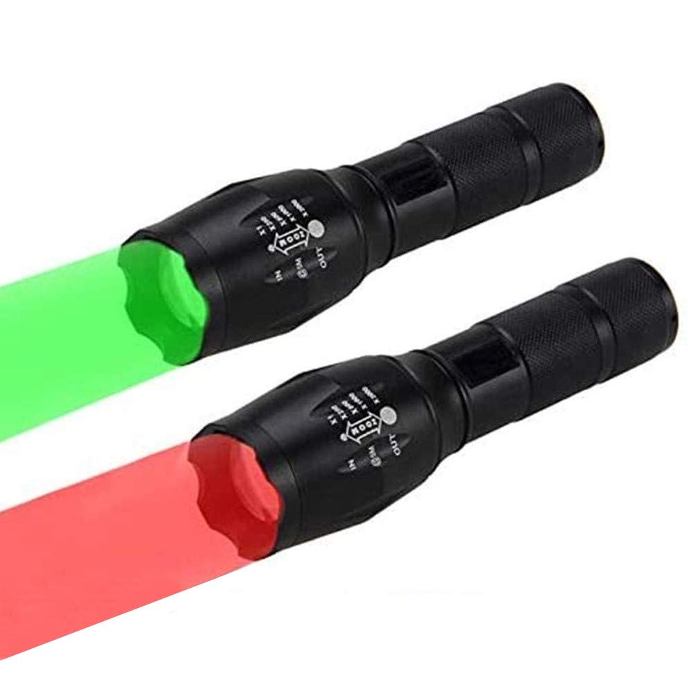 BESTSUN Predator Light 350 Yards Zoomable Green and Red Light Night Hunting Flashlights Coyotes Varmints Hog Hunt Tactical LED Flashlight